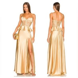 V. Chapman Gold Dianthus Lace Bodice Dress Size 4 With Tags